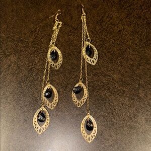 Elegant Gold and Black Dangle Earrings